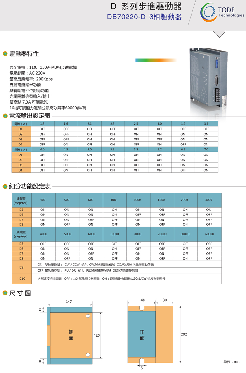 130步進驅(qū)動器3相DB70220